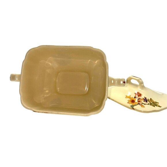 Homer Laughlin1930s Lidded Sugar Bowl Columbine Century Floral Pottery Ceramic W - Picture 7 of 10